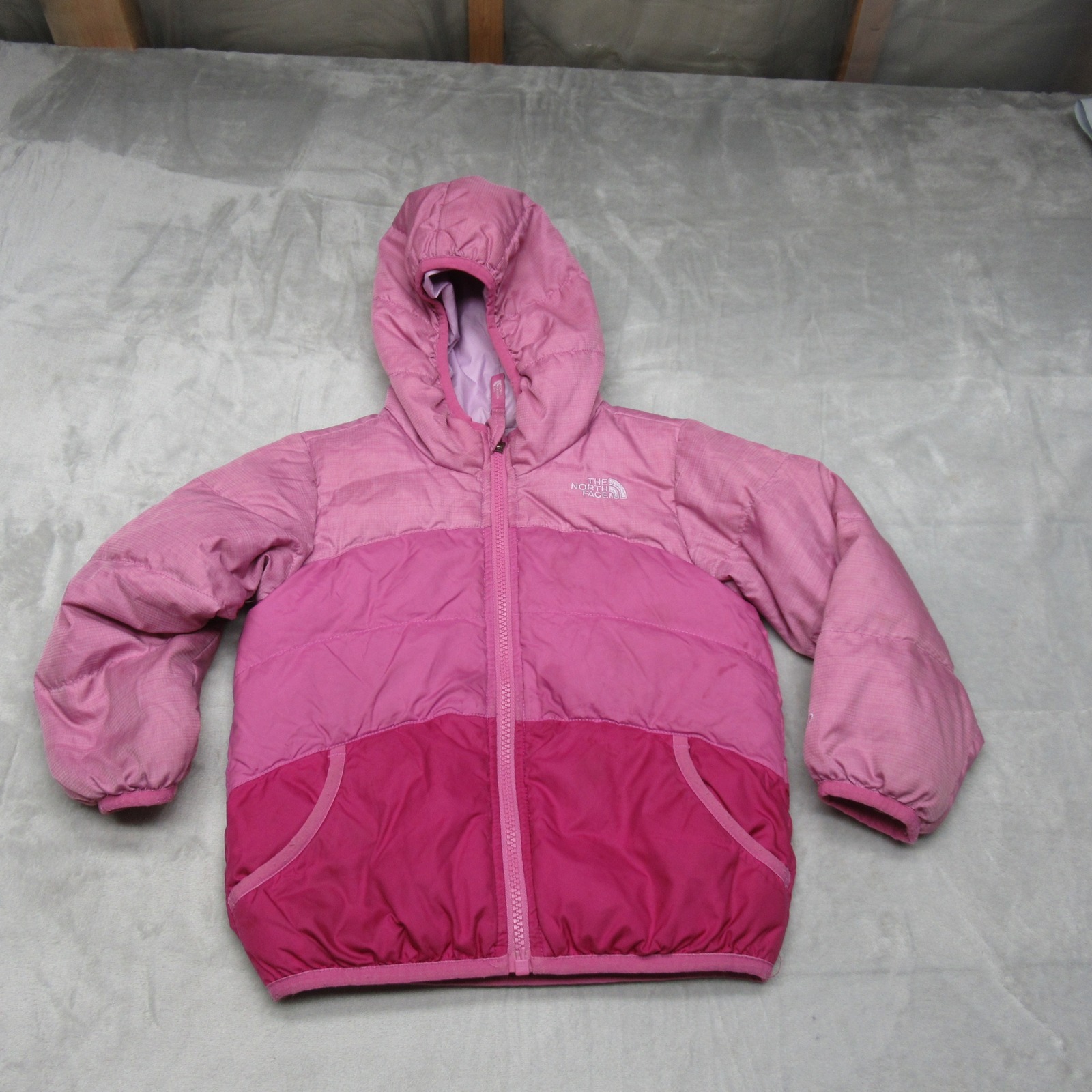 North Face Down Jacket Toddler 4t Pink Moondoggy Reversible 550 Fill Pack Puffer